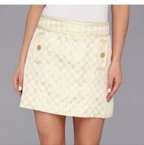 LILLY PULITZER " GOLD LUREX" WHITE CHECKER TATE SKIRT
